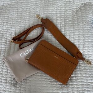 Calpak Tan Crossbody Bag with Gold Accents